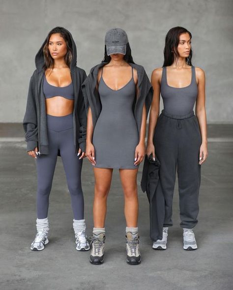 Athleisure Photoshoot, Women Fitness Photography, Grey Outfits, Denim Photoshoot, Sports Wear Fashion, Athleisure Brands, Pilates Clothes, Estilo Fitness, Joah Brown