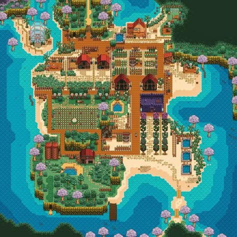 Stardew Valley Ocean Farm Layout, Stardew Valley Beach Farm Layout Ideas, Stardew Valley Beach Farm Design, Stardew Beach Farm Layout, Beach Farm Stardew Valley, Stardew Valley Beach Farm Layout, Stardew Valley Beach Farm, Stardew Layout, Beach Layout