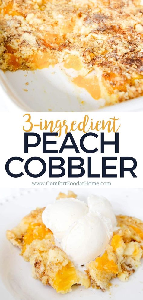 While a traditional peach cobbler is worth every minute of the two hours total time it takes to make, not many of us have it to spare very often. Coming to the rescue is this easy recipe for 3 ingredient peach cobbler or a peach dump cake. It's a sweet shortcut that's peachy keen in less than 45 minutes. Easy Homade Peach Cobbler, Stove Top Peach Cobbler, Quick Peach Cobbler 3 Ingredients, Lazy Peach Cobbler Recipe, Peach Cobbler Easy 4 Ingredients, Fresh Peach Cobbler Easy, Easy Peach Cobbler Recipe 4 Ingredients, Fresh Peach Dump Cake, 3 Ingredient Peach Cobbler