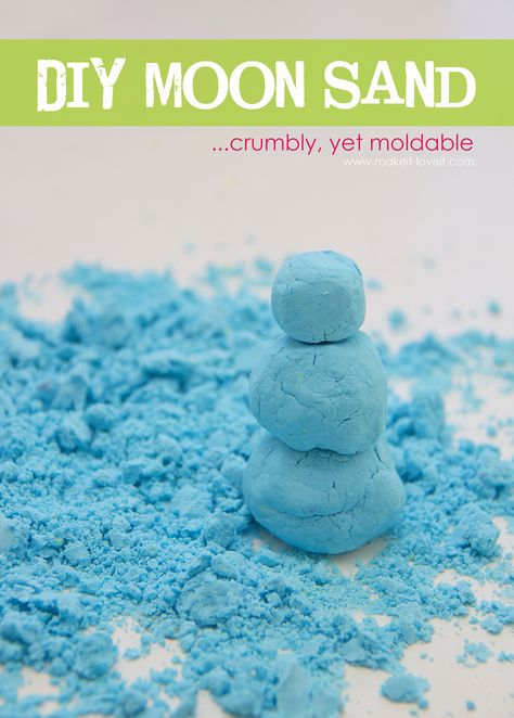 Make your own Moon Sand (crumbly, yet moldable)........great indoor activity! --- Make It and Love It Diy Moon Sand, Diy Moon, Babysitting Activities, Moon Sand, How To Make Taco, Food Stamps, Sensory Processing, School Room, Indoor Fun