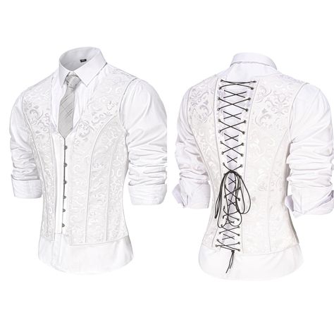 Lace up dress waistcoat for men waist trainer with bones slimm fit corset vest male for wedding party birthday stage performance or gift... Corset Vest Men, Mens Corset Vest, Mens Corset, Male Corset, Luxurious Closet, Waist Trainer For Men, Fairy Theme, Men Waist, Corset Vest