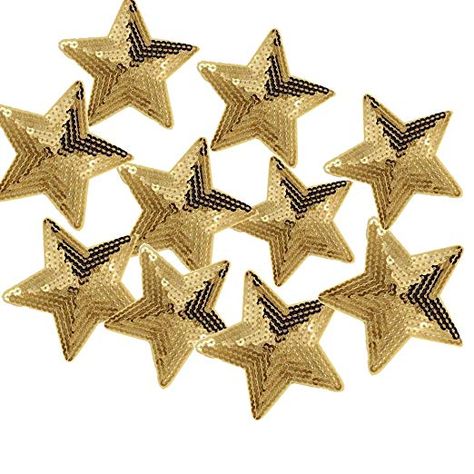 AmazonSmile: Ximkee Pack of 10 Shiny 5 Star Sequins Sew Iron on Applique Embroidered Patches-Gold Applique Clothes, Star Sequins, Star Applique, Gold Applique, Stain On Clothes, Hat Decoration, Sequin Patch, Sequin Appliques, Diy Accessory