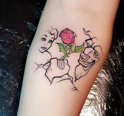 Top 100 Best Beauty and the Beast Tattoos [2020 Inspiration Guide] Disney Inspired Tattoos, Beauty And The Beast Tattoo, Disney Tattoo, Butterfly Tattoos, Best Sleeve Tattoos, Art Tattoos, Hand Tattoo, Disney Tattoos, Tattoo Sleeve Designs