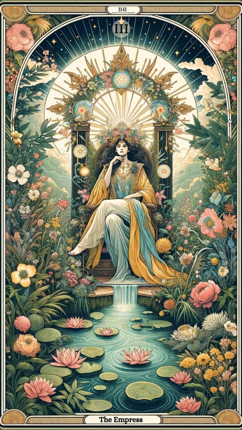 Discover the Empress tarot card meaning, a symbol of nurturing, abundance, and femininity. Learn how it influences all aspects of your life!https://centerspirited.com/tarot/empress-card-meaning/ Empress Tarot Card Meaning, Tarot Cards Art Illustration, Kartu Tarot, The Empress Tarot, Empress Tarot Card, Empress Tarot, Tarot Gratis, Online Tarot, Tarot Major Arcana