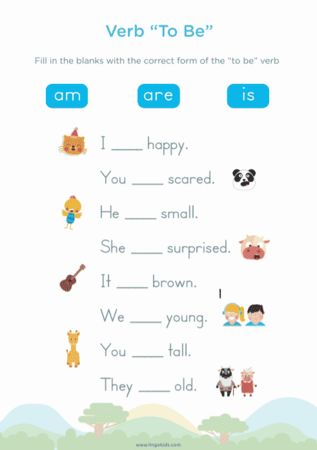 Printable worksheets about the verb to be 2 Verbo To Be, Verb To Be, Teach English To Kids, English Grammar For Kids, Grammar For Kids, English Teaching Materials, English Activities For Kids, English For Beginners, Teaching English Grammar