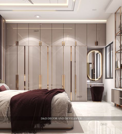 Bedroom Master With Cupboard, Light Designs On Wall, Luxury Bedroom Master With Cupboard, Master Bedrooms Wardrobes Design, Bedroom Wordroab Design, Wordroab Design Modern Bedroom, Wardrobe Design Bedroom Modern Luxury, Contemporary Bedroom Design Ideas, Wall Wardrobe Design