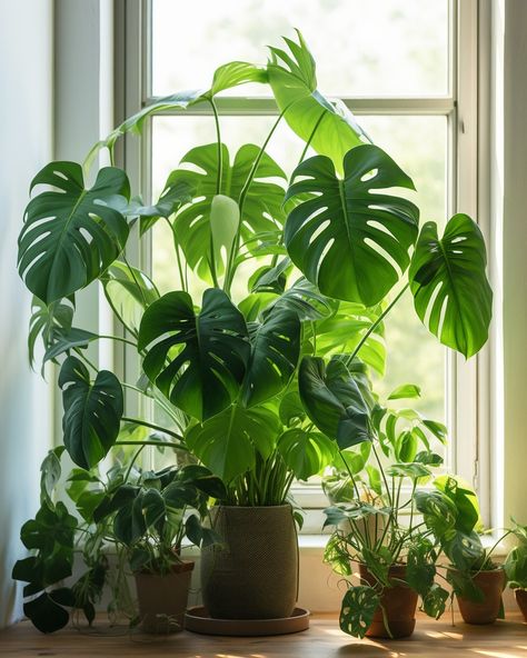 Monstera Magic - Your Monstera can grow uncontrollably!... Room Greenery, Pretty Plants Aesthetic, Large Monstera Plant, Montserrat Plant, Monstera Plant Aesthetic, Cheese Monstera Plant, Monstera Plant Picture, Monstera Laniata, Overgrown Monstera Plant