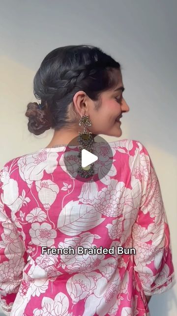 Kritika Khurana on Instagram: "French Braided Bun Tutorial ✨" French Braid Bun, French Braid Bun Tutorial, French Braid Tutorial, Braided Bun Tutorials, French Braid Buns, French Braids Tutorial, Bun Tutorial, Braid Tutorial, Dutch Braid