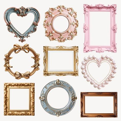 Vintage picture frame element set, | Premium Editable Design - rawpixel Picture Frame Tattoo Vintage, Picture Frame Template, Clipart Frames, Presentation Background, Collage Creator, Scrapbook Elements, Frame Sticker, Framed Tattoo, Vintage Picture Frame