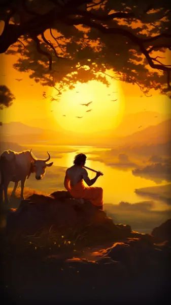 Krishna wallpaper by Kamalakshi-Arts - Download on ZEDGE™ | d19f Krishna Sitting Under Tree, Krishna Phone Wallpaper, Krishna Sitting, Trendy Outfits Indian, Outfits Indian, Tree Wallpaper, Krishna Wallpaper, Wallpaper 4k, 4k Hd