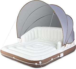 Giantex Canopy Island Inflatable Lounge, Floating Island Raft w/SPF50+ Retractable Detachable Sunshade, 71" x 71" Inflatable Pool Cute Pool Floats, Floating Canopy, Floating Lounge, Inflatable Island, Lake Fun, Swim Float, Pool Rafts, Pool Floaties, Swimming Pool Floats