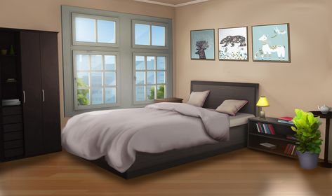 an apartment in the March Club Bedroom, Episode Interactive Backgrounds, Bedroom Background, Episode Backgrounds, Shared Bedroom, Living Room Background, Anime Room, Queen Bedroom, Game Background