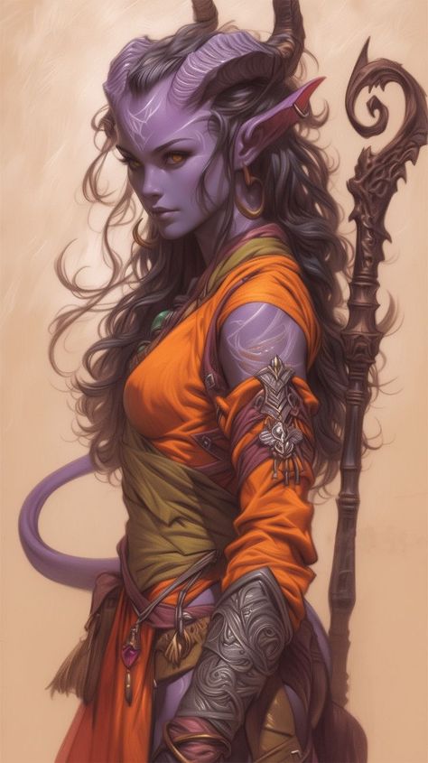 Tiefling Female, Fantasy Demon, Pathfinder Character, Demon Art, Dungeons And Dragons Characters, D&d Dungeons And Dragons, Dnd Art, Arte Fantasy, Fantasy Warrior