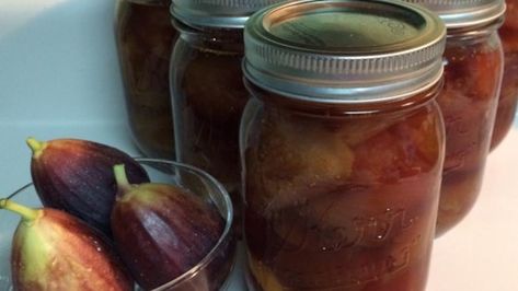 Fresh fig preserves! Strawberry Fig Preserves, Fig Preserves Recipe, Fig Preserves, Easy Canning, Canning Recipe, Fig Recipes, Fruit Preserves, Jam And Jelly, Fig Jam