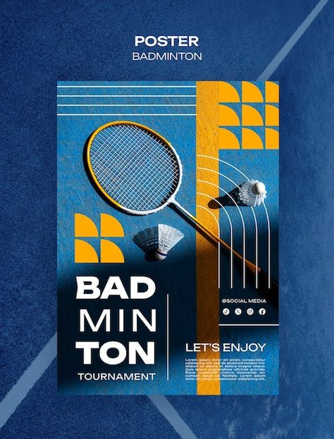 Free PSD badminton template design | Free Psd #Freepik #freepsd #badminton-poster #vertical #badminton-racket #shuttlecock Badminton Poster Design, Badminton Poster, Club Flyers, Badminton Racket, Free Psd, Badminton, Graphic Resources, Poster Design, Template Design