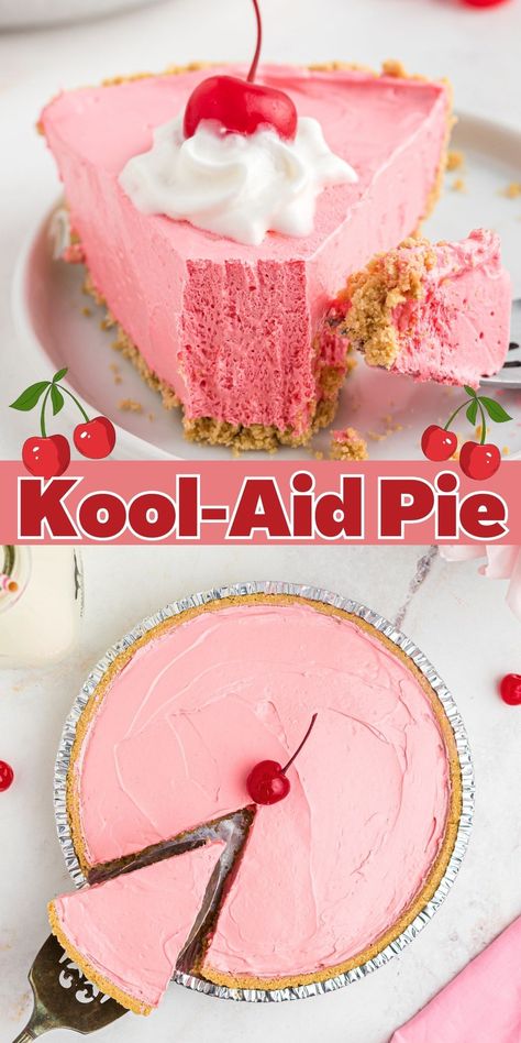 Koolaid Pie Recipe, Kook Aid Pie, Strawberry Koolaid Pie, Koolaid Pie Recipes Condensed Milk, Cool Aide Pie, No Bake Kool Aid Pie, Koolaid Pie Recipes, Refrigerator Pies Recipes, Freezer Pies