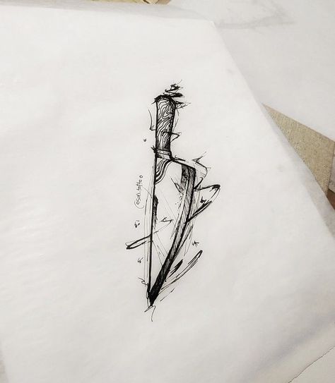 Chef knife sketch style tattoo Knife Sketch, Sketch Style Tattoo, Culinary Tattoos, Chef Tattoo, Sketch Style Tattoos, Food Tattoos, Knife Tattoo, Wrist Tattoos For Guys, Tattoo Inspiration Men