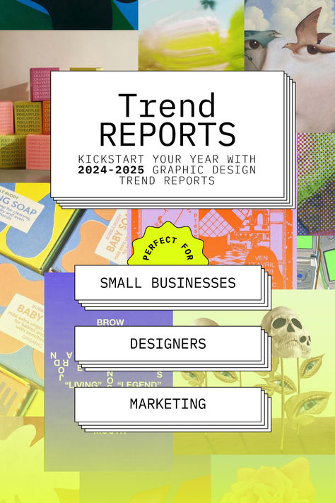 Looking ahead to Q4 2024 and early 2025 and wondering what might be trending? Look no further - I've compiled for you11 trends, with crucial information, references, colour palettes and briefs. Whether you are a small business owner, graphic designer, product, packaging or social media expert - you're going to find very useful information in this discounted pack that will steer you in the right direction. Trending Social Media Post Design, Design Trends 2024-2025, Graphic Design Trends 2024 Social Media, Colour Trends 2025, Photography Trends 2024, 2025 Graphic Design Trends, Weird Graphic Design, 2025 Trend Forecast, 2025 Design Trends