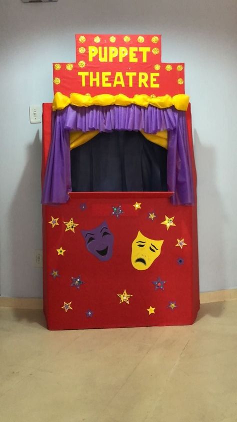 Kids Puppet Theater, Theatre Crafts, Puppet Stage, Theatre Diy, Scrapbook Planning, Puppets For Kids, Dramatic Play Preschool, Puppets Diy, Puppet Theatre