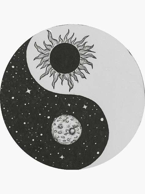 "Sun & Moon Yin Yang" Sticker by rachelbernstein | Redbubble Record Painting Ideas, Vinyl Record Art Ideas, Painted Records, Vinyl Paintings, Diet Funny, Cd Wall Art, Vinyl Art Paint, Record Wall Art, Record Painting