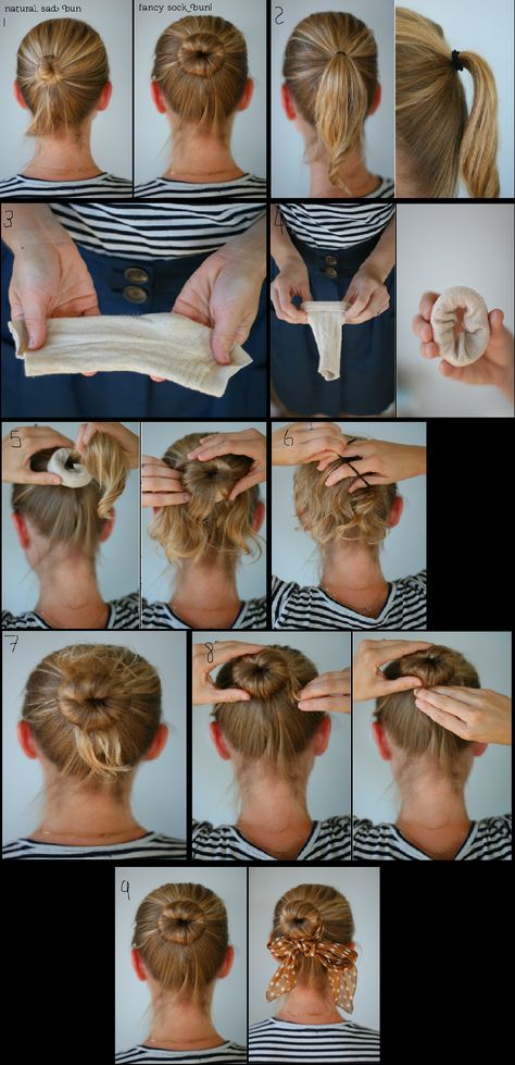 Low Sock Bun Hairstyles, How To Make A Sock Bun, Sock Bun Hairstyles, Sock Buns, Funky Hair, Sock Bun, Wedding Socks, Messy Bun Hairstyles, Funky Hairstyles