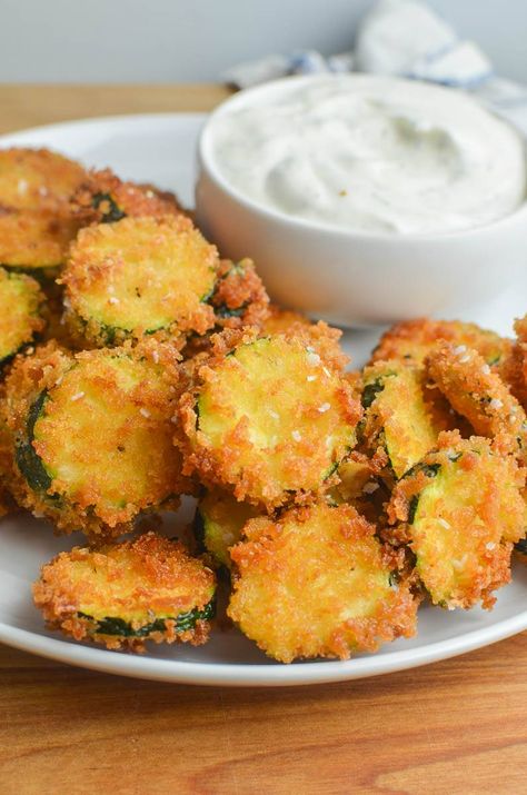 How to Make Fried Zucchini Recipe | Life's Ambrosia Crispy Zucchini Chips, Fried Zucchini Recipes, Crispy Zucchini, Zucchini Chips Recipe, Zucchini Recipes Healthy, Zucchini Chips Baked, Easy Zucchini Recipes, Fried Zucchini, Meal Prep On Fleek