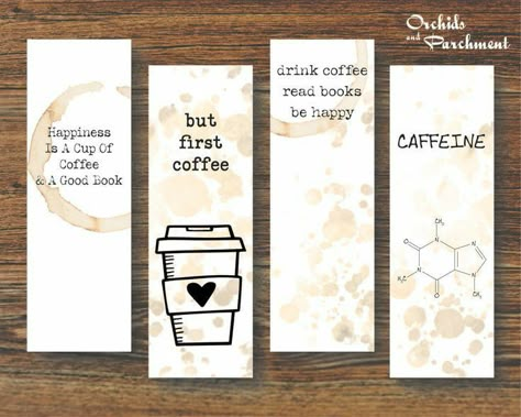 Bookmark Ideas Handmade, Bookmarks Coffee, Card Bookmark, Tag Cards, Bookmark Design, Bookmark Designs, Handmade Bookmarks Diy, Diy Bookmark, Penanda Buku