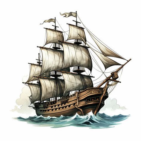 4K Pirate Ship Clipart in Chiaroscuro Art Style: Vector & SVG Pirates Design, Pirate Ship Design, Pirate Ship Drawing, Ship Clipart, Pirates Ship, Ship Pirate, Pirate Ship Tattoo, Cute Flower Drawing, Bald Eagle Art