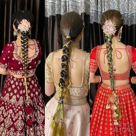 Choti Style For Wedding, Braid Hairstyles With Paranda, Gotta Hairstyle, Bridal Choti Hairstyle Indian Wedding, Braid Hairdos For Long Hair, Gota Hairstyle, Bridal Choti Hairstyle, Choti Hair Style Hairstyles, Parandi Hairstyles Punjabi