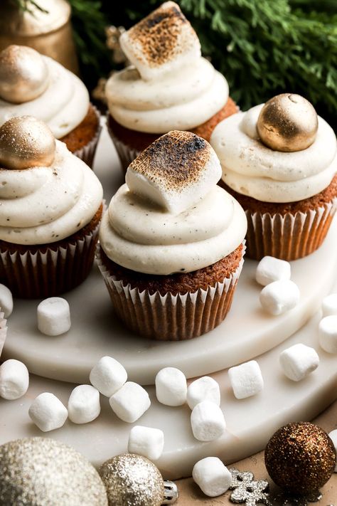 Gingerbread Cupcake Recipe Baking Recipes From Scratch, White Chocolate Fudge Recipes, Chocolate Swiss Meringue Buttercream, Christmas Cupcakes Recipes, Recipes From Scratch, Gingerbread Cupcakes, White Chocolate Fudge, Holiday Baking Recipes, Lemon Poppyseed Muffins