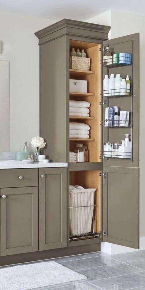 How To Create More Storage Space in Your Small Bathroom. Usually, most homeowners ensure that their kitchen has sufficient storage space, but they forget the Makeover Kamar Mandi, Cheap Bathroom Remodel, Diy Bathroom Storage, Cheap Bathrooms, Small Bathroom Storage, Trendy Bathroom, Bathroom Storage Cabinet, Bath Room, House Bathroom