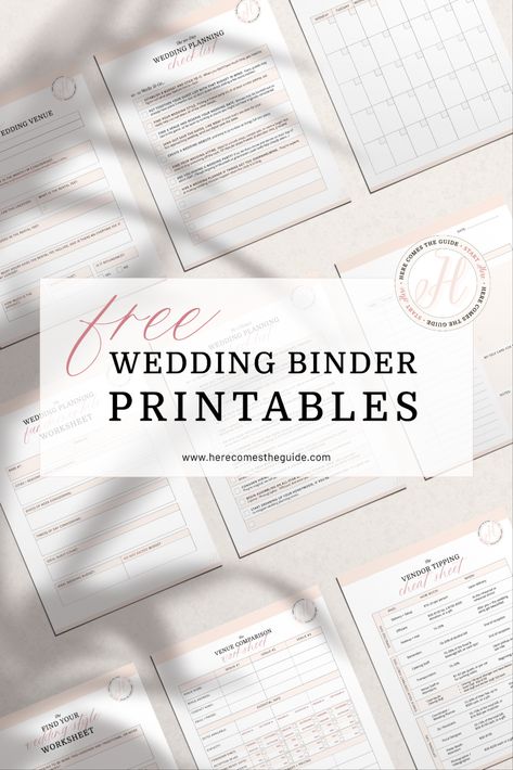 Free wedding binder printables from Here Comes The Guide Wedding Planner Checklist Free, Wedding Budget Worksheet, Planner For Moms, Wedding Budget Spreadsheet, Wedding Planning Checklist Printable, Free Wedding Planner Printables, Wedding Planner Guide, Wedding Checklist Printable, Wedding Planning Printables