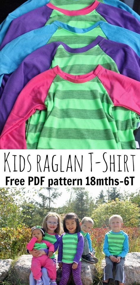 Free Raglan Shirt pattern on Nap-Time Creations.com #sewingpattern #freesewingpattern #sewingforkids Shirt Sewing, Winter Baby Clothes, Shirt Sewing Pattern, Beginner Sewing Projects Easy, Raglan Shirt, Sewing Projects For Kids, Couture Mode, Sewing Patterns For Kids, Tshirt Pattern