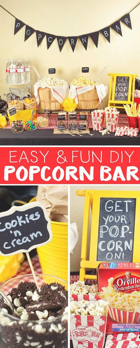 DIY Popcorn Bars are "popping" up at all types of parties and get togethers! Here's a few tips on how to make the best Popcorn Bar for your next gathering. Food Bars, Teacher Popcorn Bar, Snack Bar For Teachers, Diy Popcorn Bar, Popcorn Ideas, Outdoor Buffet, Party Food Bar, Diy Popcorn, Best Popcorn