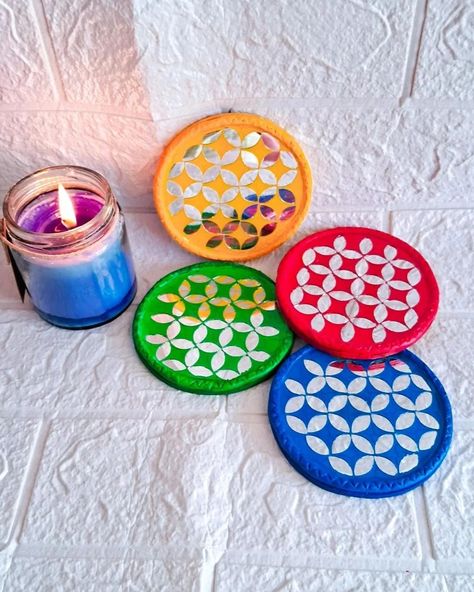 DIY LUDO Lippan Art Coasters Mirrors:- @crystalindia (Amazing Quality of mirrors) Clay:- Fevicryl Mouldit Wall Putty:- @asianpaints Material Required 👇 - 4inch MDF 4mm thickness - Fevicryl Mouldit - Mirrors - Acrylic Wall Putty - Fevicol - Water - Acrylic Colours - Sponge #diy #coaster #diycoasters #lippanart #lippanartwork #diylippanart #hobbyideasindia #keepcreating #artistoninstagram #mdfcoasters #mirrorwork #kraftykinni [Lippan Art, Lippan Art Coasters, DIY, DIY lippan art, Lipp... Diy Lippan Art, Lippan Art Work, Indian Diy, Diy Coaster, Mirror Coasters, Coasters Diy, Art Coasters, Lippan Art, Acrylic Colours