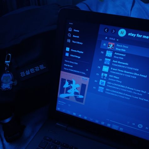 Skz Spotify Aesthetic, Laptop Spotify Aesthetic, Spotify Laptop, Kids Vision Board, Kpop Stray Kids, Spotify Aesthetic, Straykids In, Kids Headphones, Music Spotify