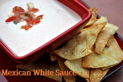 I wonder how close this Mexican White Sauce recipe comes to the dip we are used to getting at our local Mexican restaurant? They serve it along with salsa with their fresh fried chips. White Salsa Recipe, Mexican White Sauce Recipe, Mexican White Sauce, White Salsa, White Sauce Recipe, Fried Chips, White Sauce Recipes, Mexican Restaurants, Miracle Whip