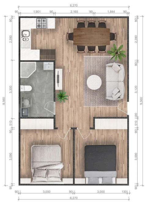 Design Casa Piccola, Small House Blueprints, Mobile Home Floor Plans, Small House Layout, House Floor Design, Small House Floor Plans, Apartment Floor Plans, Tiny House Floor Plans, House Construction Plan