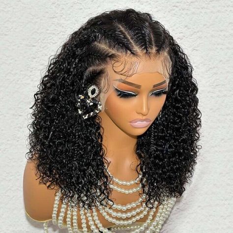 I just added a new item to eBay, Human Hair Wigs Pre-Braided Full HD Lace Front Curly Bob Women Wig UK! #eBay #eBaySeller Braided Human Hair Wigs, Short Human Hair Wigs Curly Hairstyles, 2 Braids Lace Front Wigs, Curly Lace Front Wigs Hairstyles With Braids, Short Curly Wig Styles, Braided Hairstyles For Birthday, Braided Wigs Styles, Braided Front Curly Back, Short Curly Wig Hairstyles