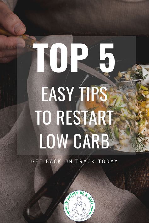 Having a hard time getting back on track with your low carb or keto diet? Here are the TOP 5 EASY TIPS on how to restart your diet easily. via @idratherbeachef Oven Baked Chicken Tenders, Keto Whipped Cream, Low Carb Sweeteners, Keto Pancakes, Keto Brownies, High Fat Diet, Low Carb High Fat, Back On Track, No Carb Diets