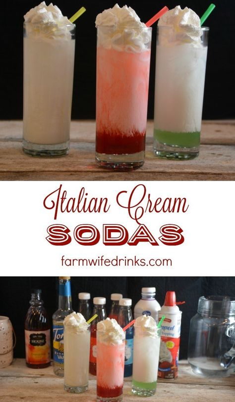 Homemade Italian Cream Sodas - The Farmwife Drinks Italian Cream Soda Recipe, Cream Soda Recipe, Old Spaghetti Factory, Soda Stream Recipes, Spaghetti Factory, Italian Cream Soda, Italian Cream, Homemade Soda, Italian Soda