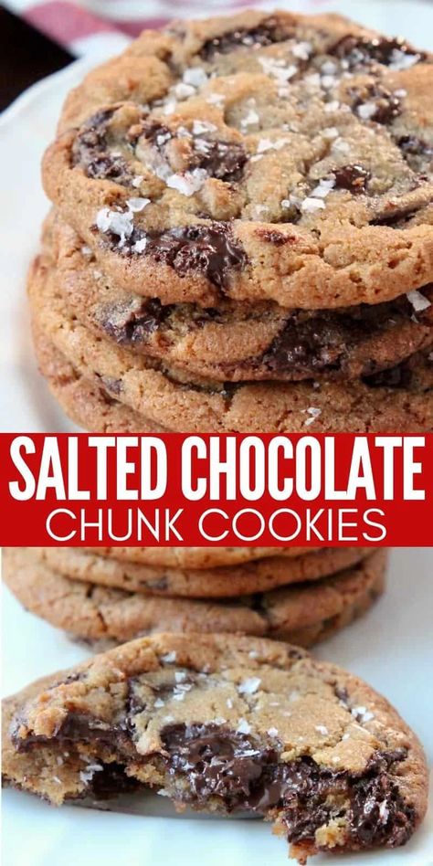 Salted Chocolate Chunk Cookies, Candies Recipes, Salty Cookies, Salted Chocolate Chip Cookies, The Best Cookies, Best Cookies Ever, Dark Chocolate Cookies, Best Cookies, Cookie Spread