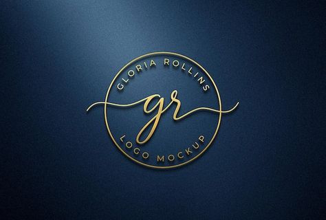 3d gold logo mockup on dark blue wall | Premium Psd #Freepik #psd #logo-branding #logo-mockup #logo-mockup-branding #luxury-logo-mockup Navy And Gold Branding, Branding Luxury, Mockup Logo, Gold Logo Design, Dark Blue Walls, Minimalist Business Logo, Logo Azul, Photo Logo Design, Logo Mockup