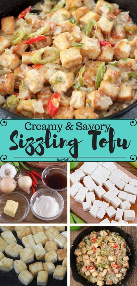 Spicy Sizzling Tofu with mayo and oyster sauce is a perfect appetizer or beer chow. Try this easy recipe now. | www.foxyfolksy.com #tofu #sizzlingtofu #filipinofood #beerfood Sizzling Tofu, Easy Filipino Recipes, Foxy Folksy, Tofu Recipe, Beer Recipes, Appetizer Salads, Oyster Sauce, Tofu Recipes, Perfect Appetizers