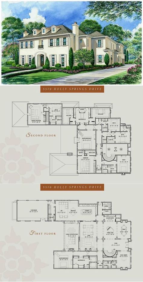 5519 Holly Springs Dr, Houston, TX 77056 Modern Mansion Floor Plan Luxury, Dream Mansion Floor Plans, Big House Floor Plans, Mansion Plans, Luxury Floor Plans, Victorian House Plans, Two Story House Plans, House Plans Mansion, Mansion Floor Plan