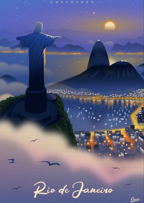 South American Decor, Brazil Art, Rio Brazil, Christ The Redeemer, Travel Drawing, Cover Art Design, Anime Artwork Wallpaper, Travel Illustration, Ap Art