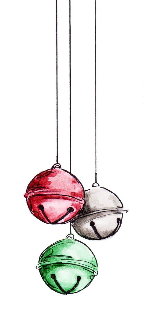 Well, they're actually grey bells. Just a quick little watercolor, which of course I'll share with ya :) Right-click to view full s... Christmas Card Art, Watercolor Christmas Cards, Polar Express, 수채화 그림, Silver Bells, Christmas Drawing, Noel Christmas, Christmas Paintings, Holiday Art