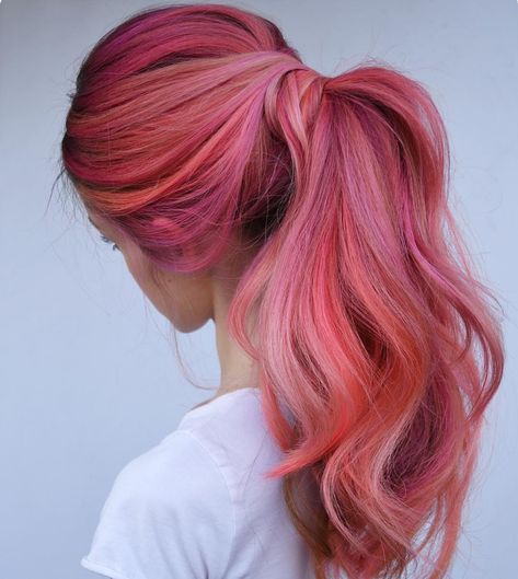 Flamingo Hair Is the Prettiest Way to Go Pink This Summer | Allure Hear Color, Flamingo Pink Hair, Flamingo Hair, Power Pony, Unicorn Hair Color, Maroon Hair, Pink Hair Dye, Hair Color Pastel, Pink Power