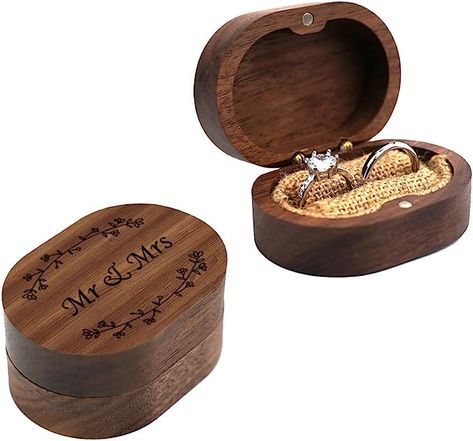 Amazon.com: Wedding Ring Box, Wood Ring box for Proposal, Rustic Mr & Mrs Carve Engagement Ring Holder Gift for Wedding Ceremony : Clothing, Shoes & Jewelry Carved Engagement Ring, Wedding Ring Box Wood, Ring Box Wood, Engagement Ring Holder, Wood Ring Box Wedding, Wooden Ring Box Wedding, Engraved Ring Box, Engagement Ring Holders, Wooden Rings Engagement