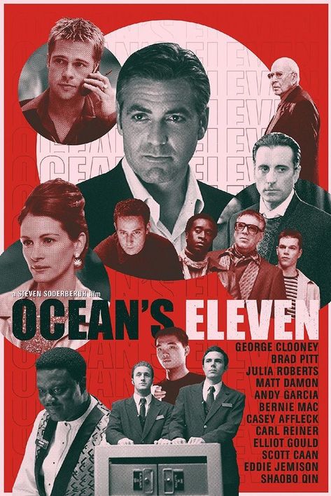 Matt Damon Movies, Ocean's Eleven, Ocean’s Eleven, Oceans Eleven, Oceans 11, Movie Synopsis, Danny Ocean, Vintage Poster Design, Retro Film